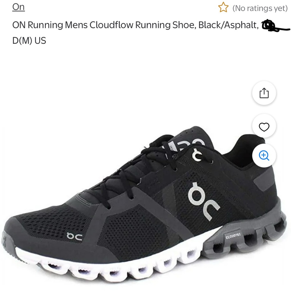 On Running Cloudflow Black and Graphite Men’s size M11.5